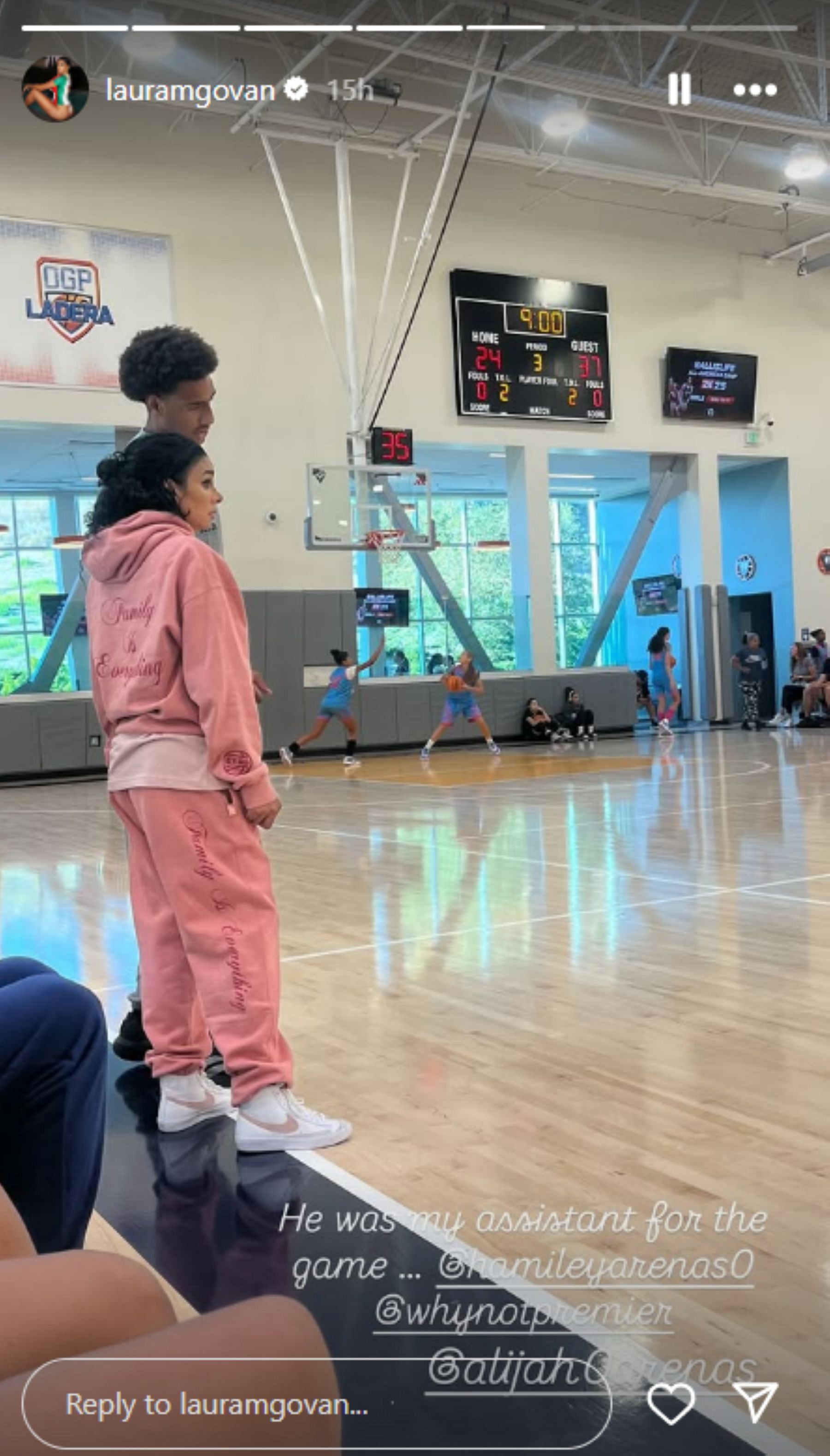 Gilbert Arenas' son, Alijah Arenas, takes on EYBL assistant coaching role alongside mom Laura Govan (Image via Instagram @lauramgovan)